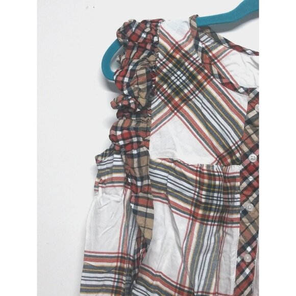 Time & Tru Womens ruffled tank top Plaid flutter/Cap Sleeve Sz M multicolor EUC - Picture 6 of 12